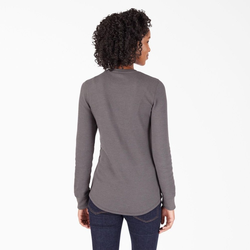 Women's Dickies Long Sleeve Thermal T-Shirt Grey | 3251847-QM