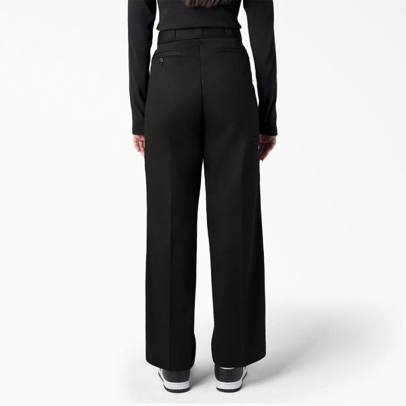 Women's Dickies Loose Fit Double Knee Work Pants Black | 8796521-KE