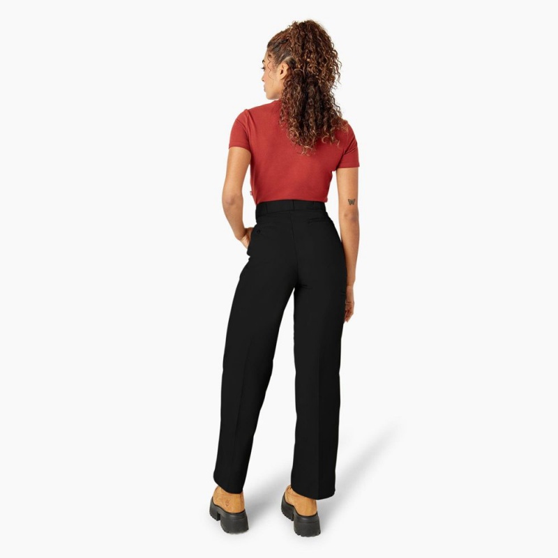 Women's Dickies Loose Fit Double Knee Work Pants Black | 8796521-KE