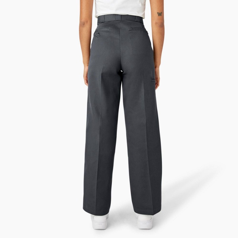 Women's Dickies Loose Fit Double Knee Work Pants Grey | 7468932-IA