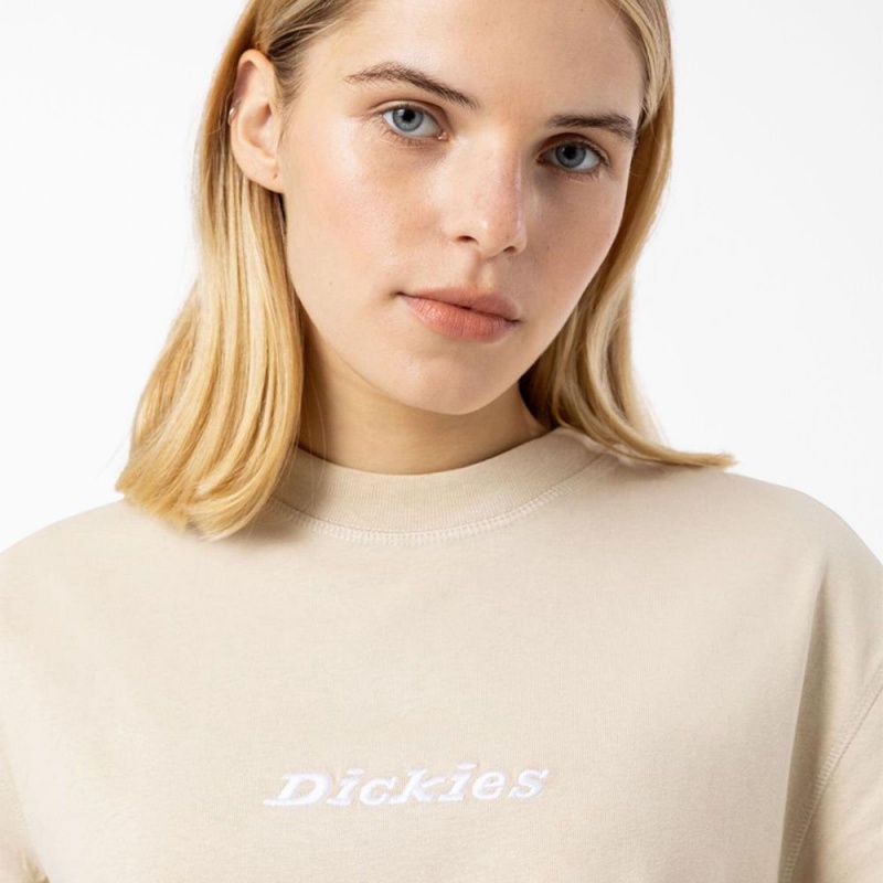 Women's Dickies Loretto Cropped T-Shirt Beige | 7291508-FI