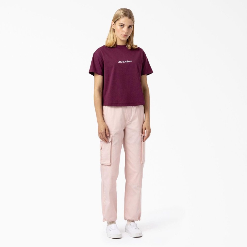 Women's Dickies Loretto Cropped T-Shirt Purple | 2967084-QI