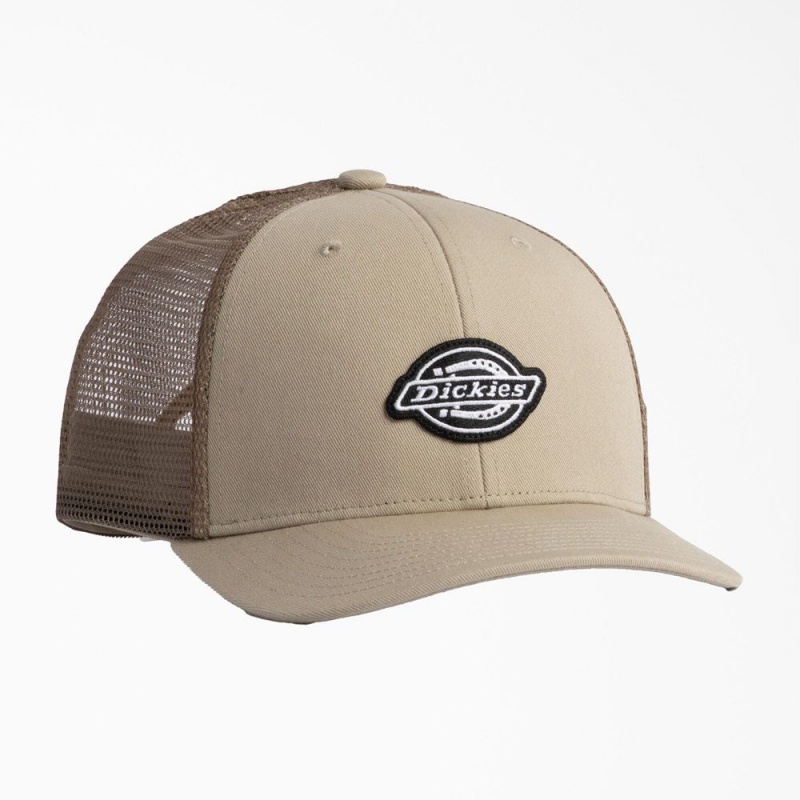 Women\'s Dickies Low Pro Logo Trucker Hat Khaki | 4306589-WX