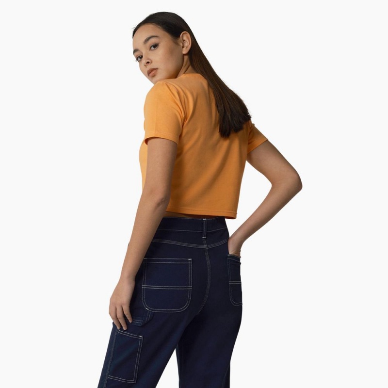 Women's Dickies Maple Valley Cropped T-Shirt Yellow | 7891526-SP