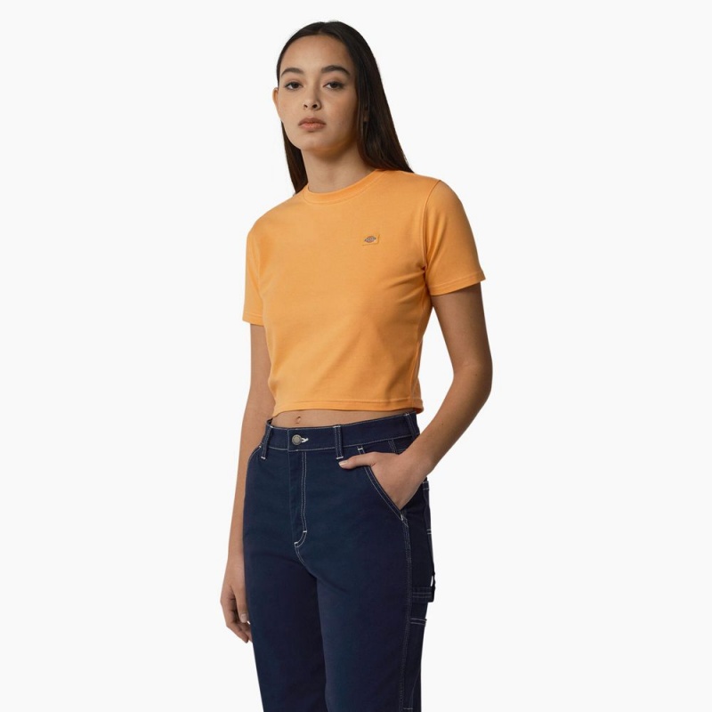 Women's Dickies Maple Valley Cropped T-Shirt Yellow | 7891526-SP