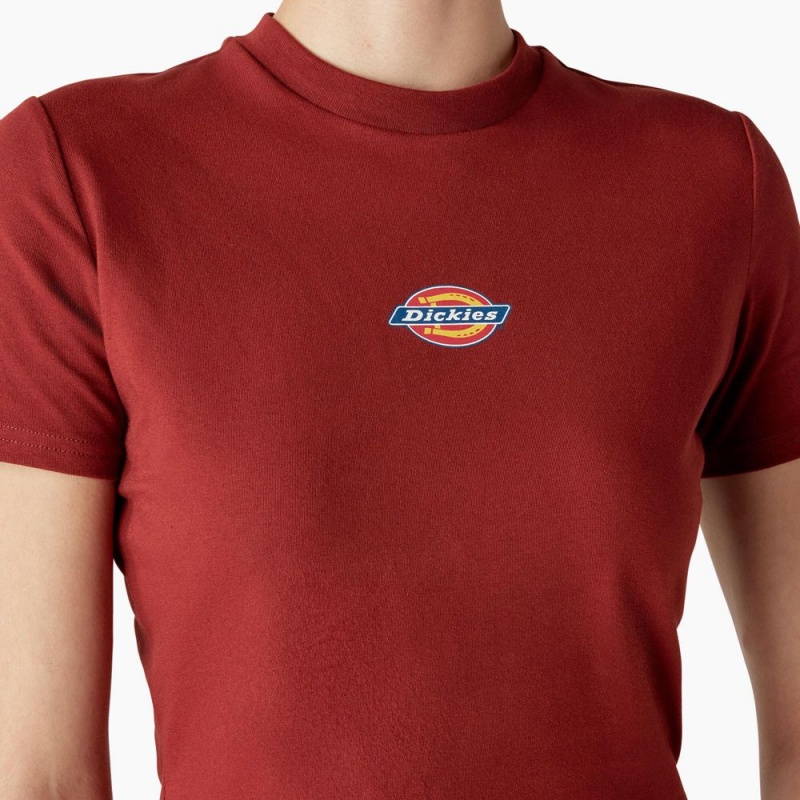 Women's Dickies Maple Valley Logo Cropped T-Shirt Red | 4275036-UI