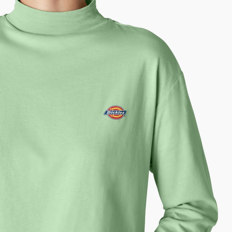 Women's Dickies Mapleton High Neck Long Sleeve T-Shirt Green | 3480796-LY