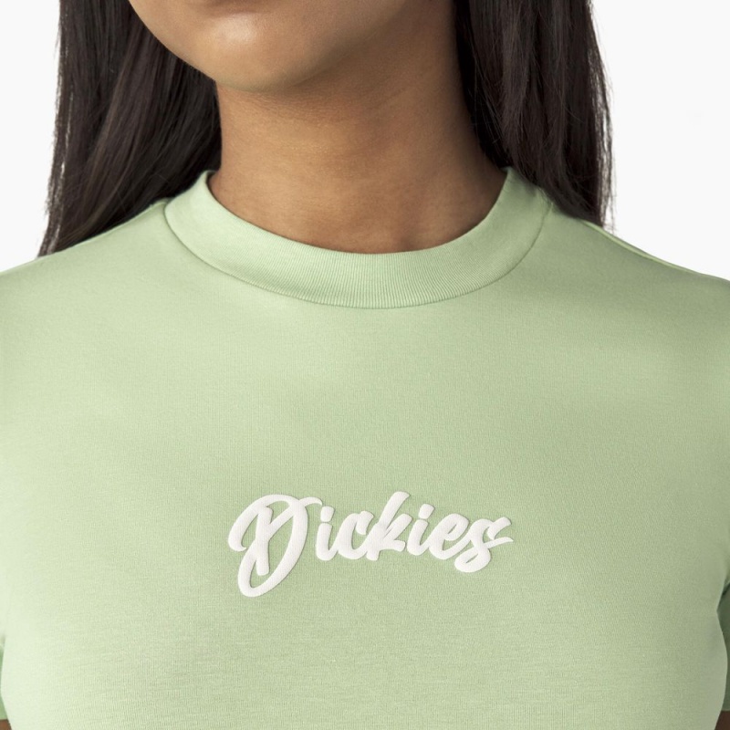 Women's Dickies Mayetta Cropped T-Shirt Green | 7820139-HI