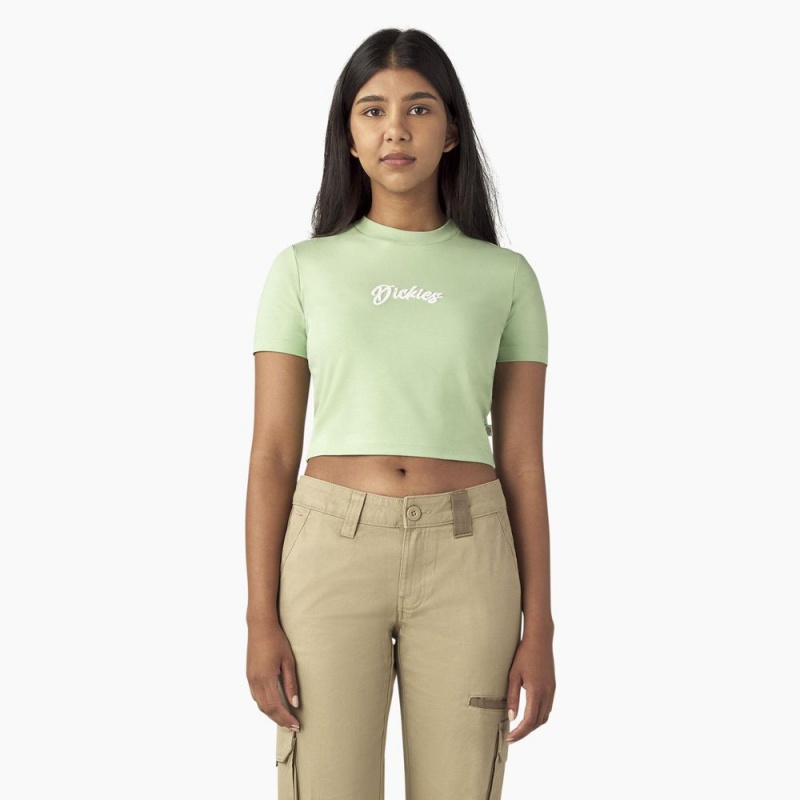 Women\'s Dickies Mayetta Cropped T-Shirt Green | 7820139-HI