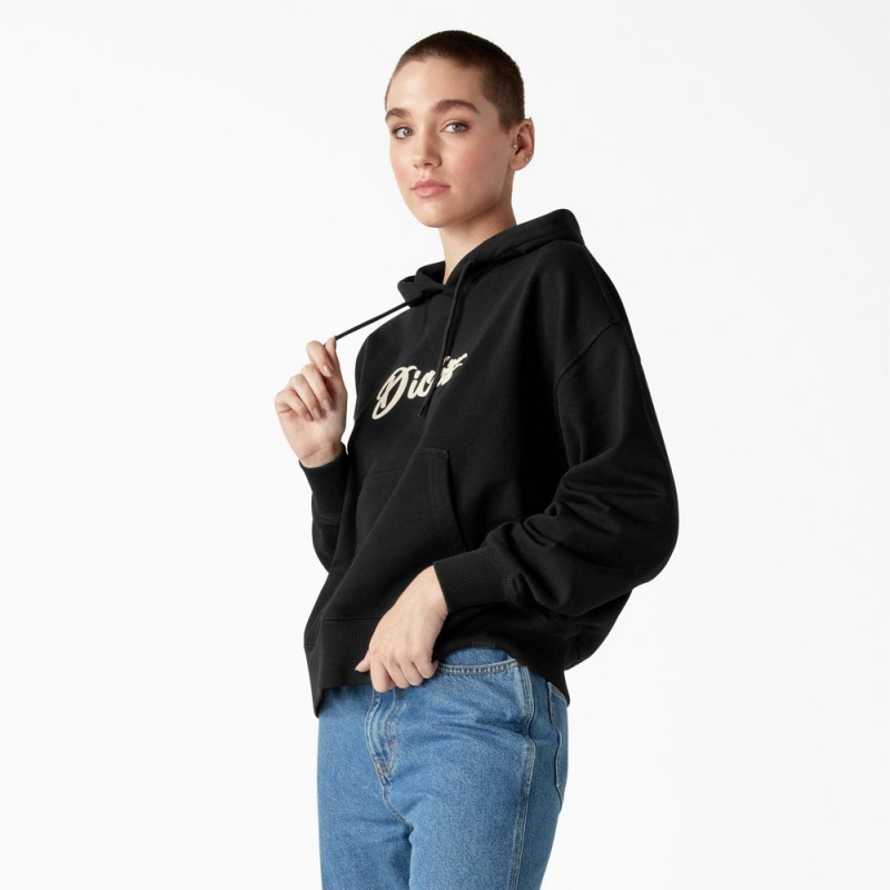 Women's Dickies Mayetta Hoodie Black | 3451769-GY