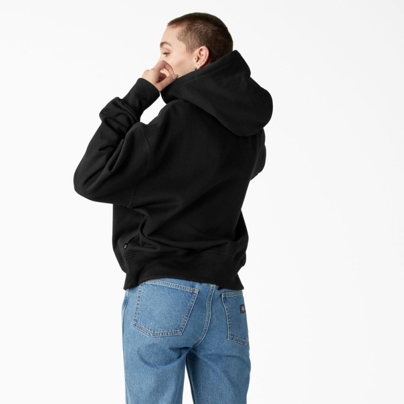 Women's Dickies Melvern Hoodie Black | 9124083-TE