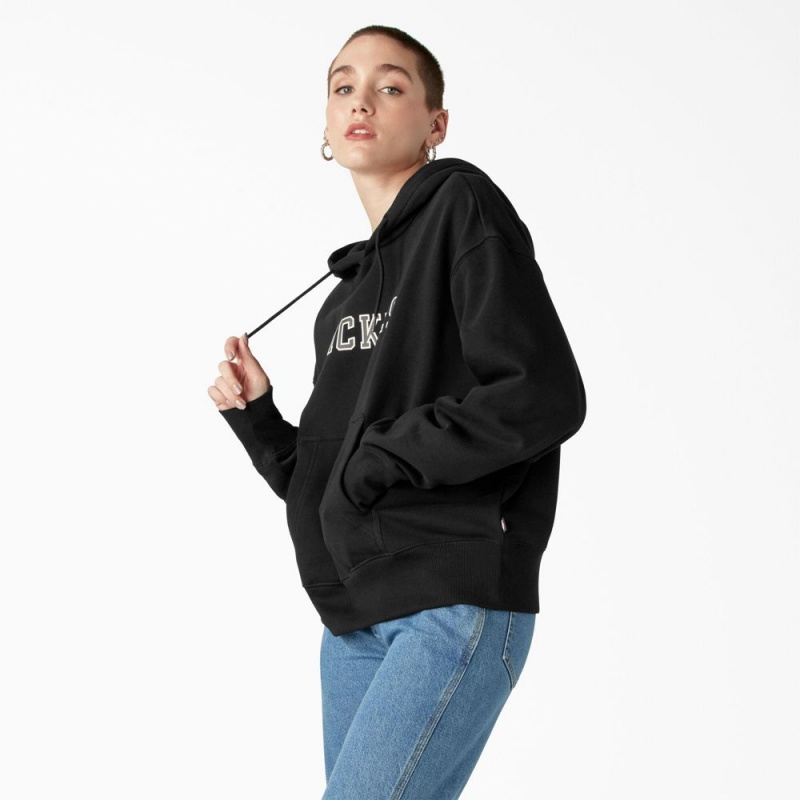 Women's Dickies Melvern Hoodie Black | 9124083-TE