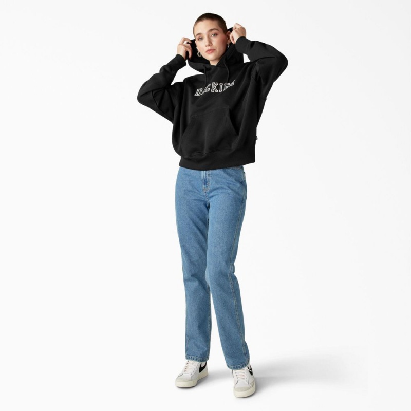 Women's Dickies Melvern Hoodie Black | 9124083-TE