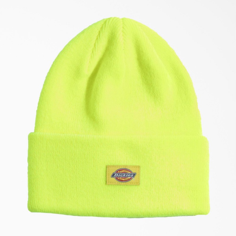 Women\'s Dickies Neon Cuffed Beanie Green | 2739546-NA