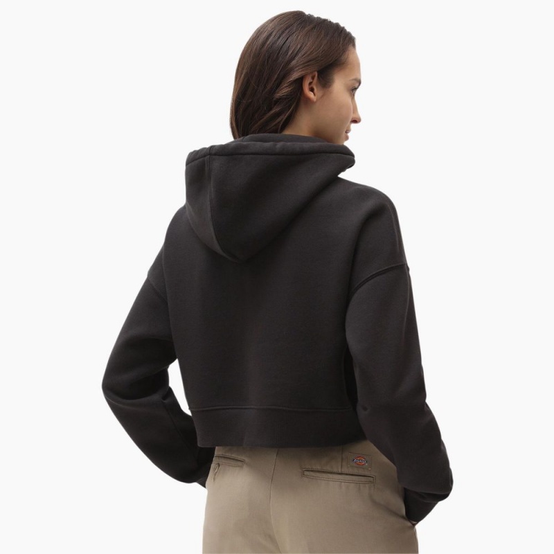 Women's Dickies Oakport Cropped Hoodie Black | 3719805-BZ