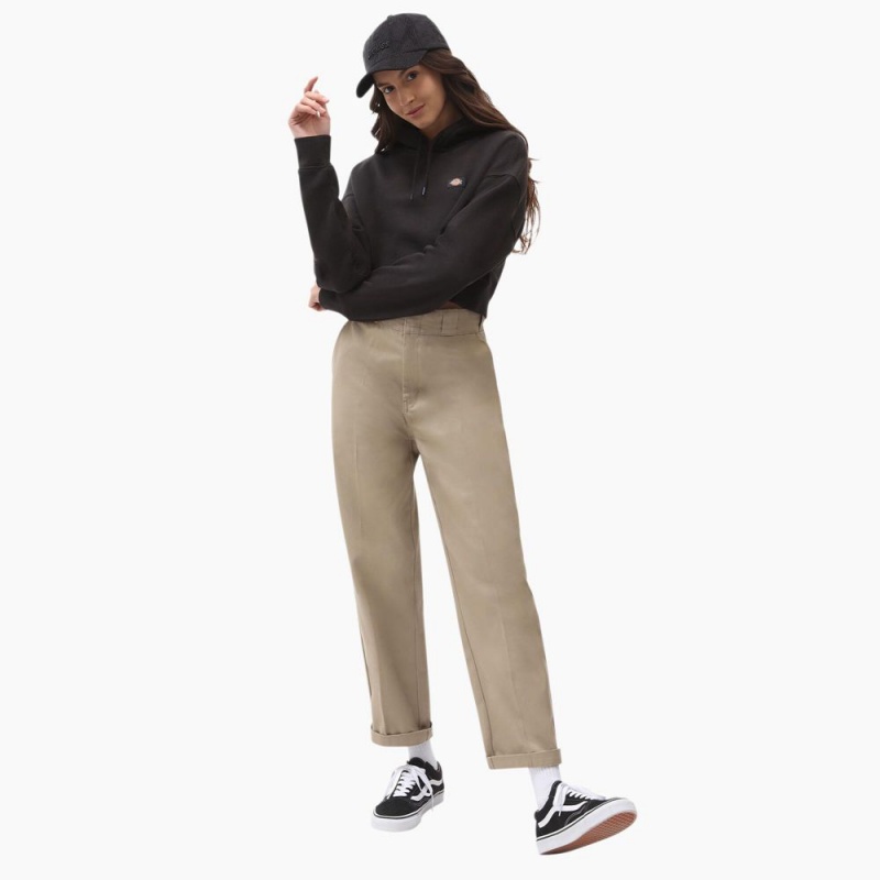 Women's Dickies Oakport Cropped Hoodie Black | 3719805-BZ