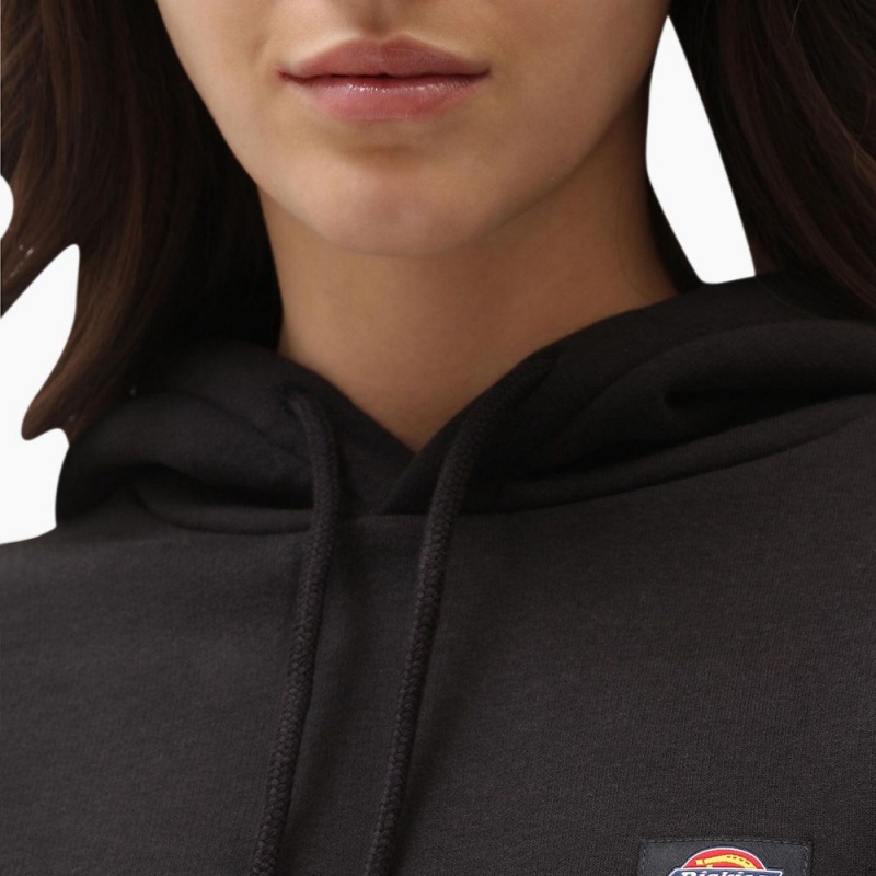 Women's Dickies Oakport Cropped Hoodie Black | 3719805-BZ