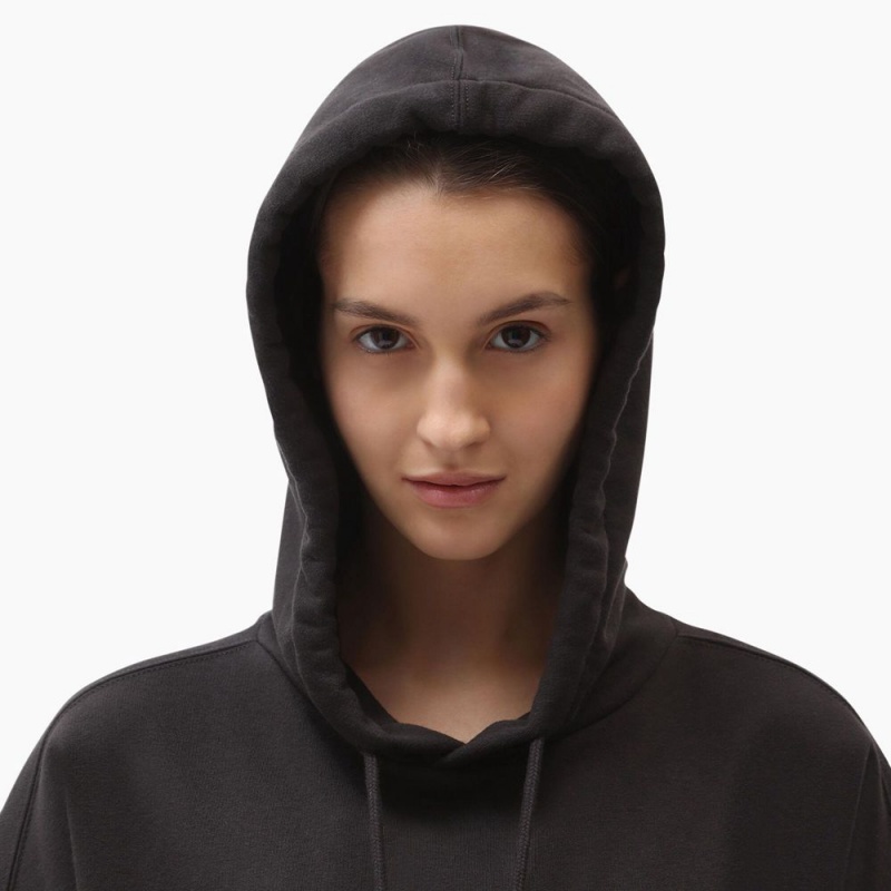 Women's Dickies Oakport Cropped Hoodie Black | 3719805-BZ