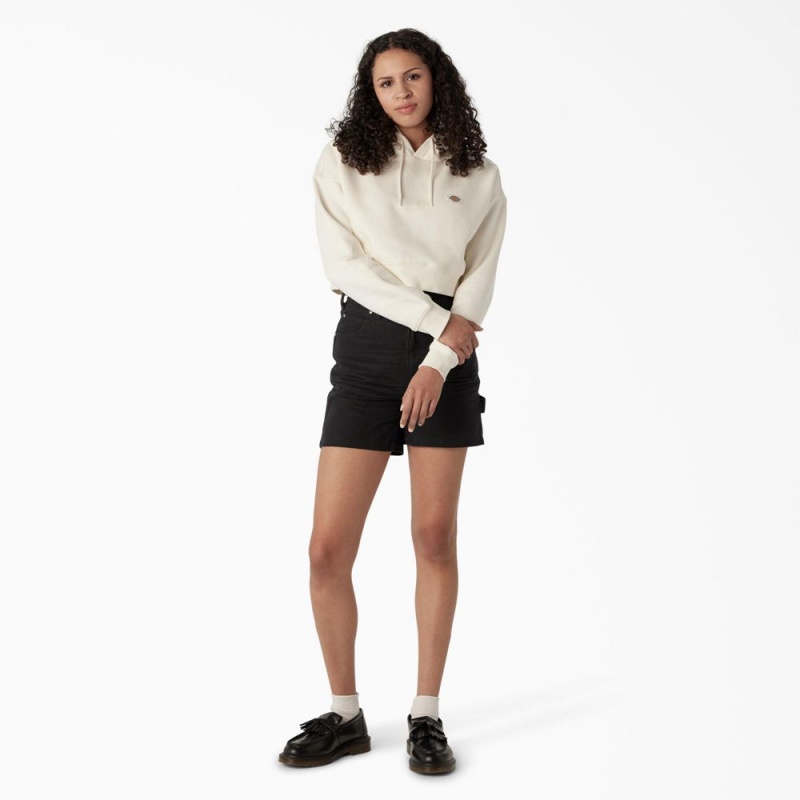 Women's Dickies Oakport Cropped Hoodie White | 5214806-JC