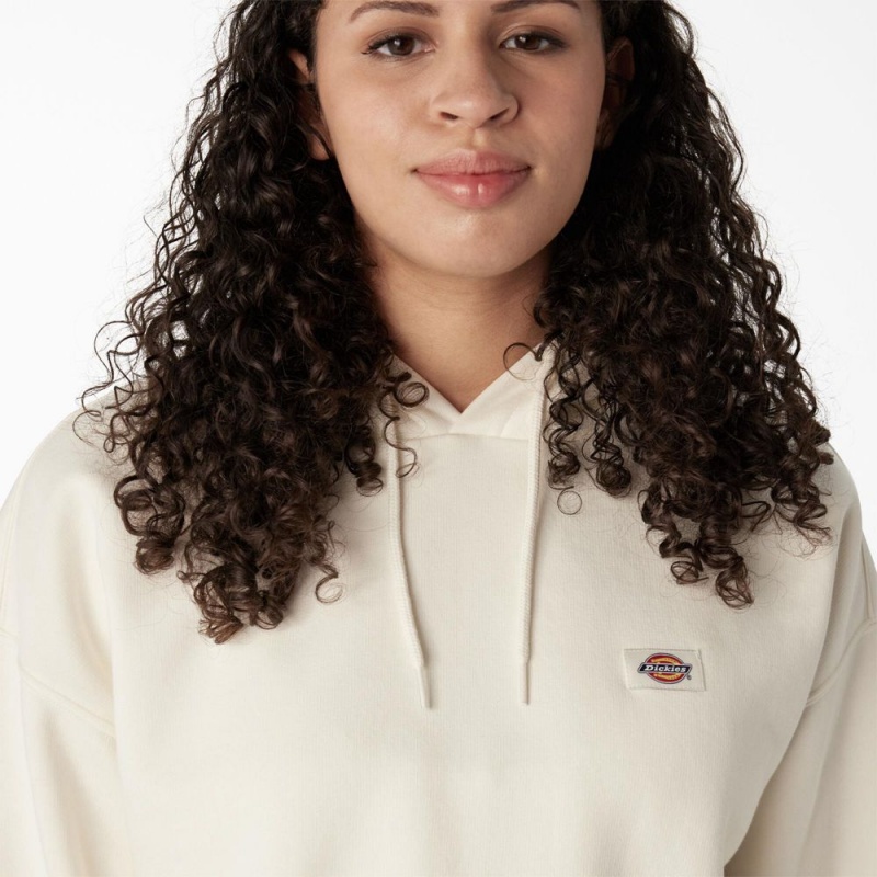 Women's Dickies Oakport Cropped Hoodie White | 5214806-JC