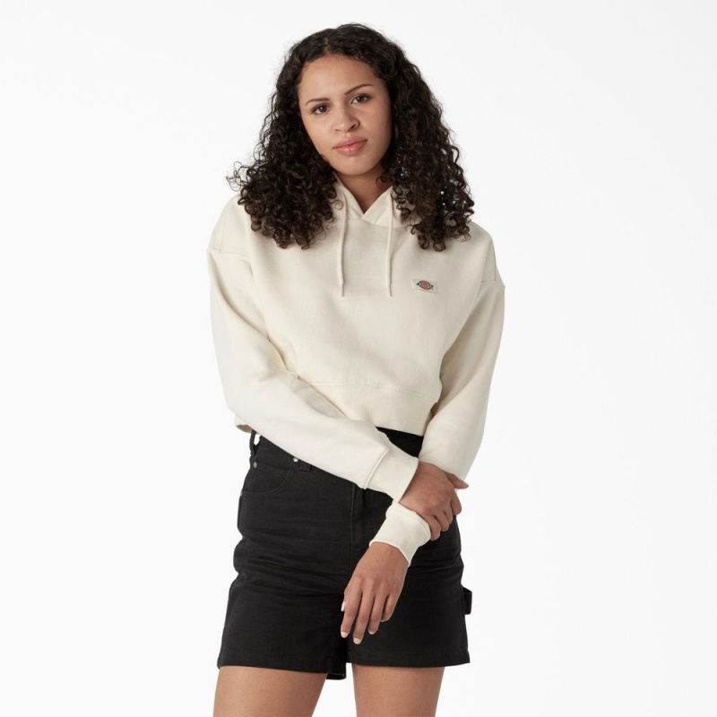 Women\'s Dickies Oakport Cropped Hoodie White | 5214806-JC