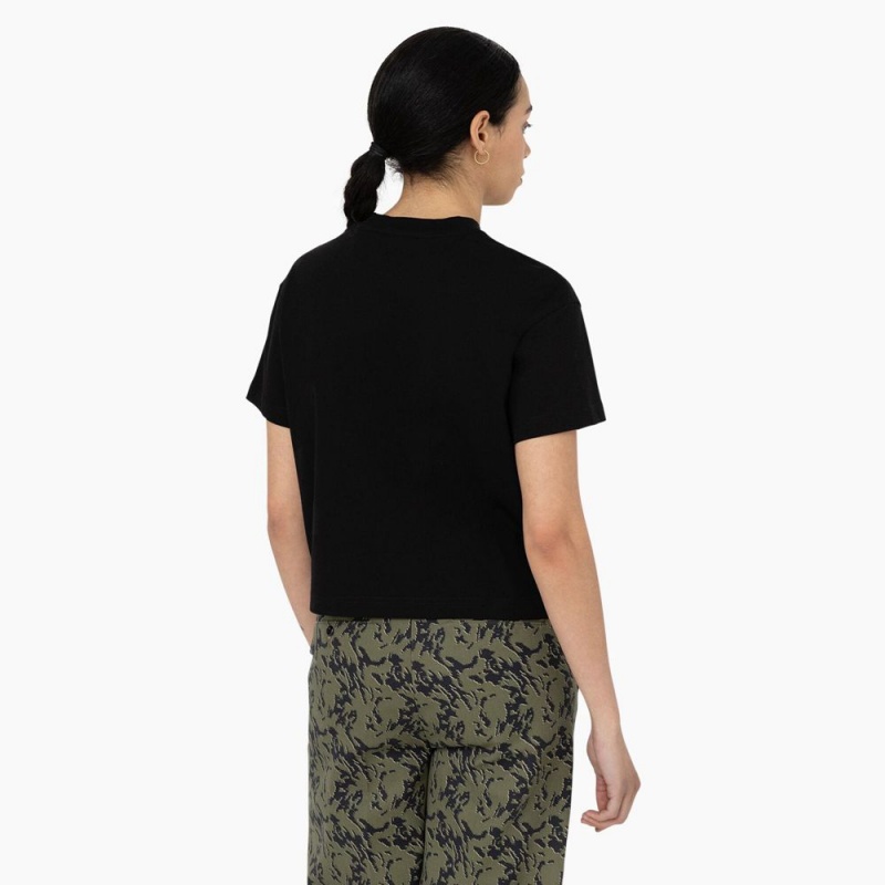 Women's Dickies Oakport Cropped T-Shirt Black | 9284017-ZH