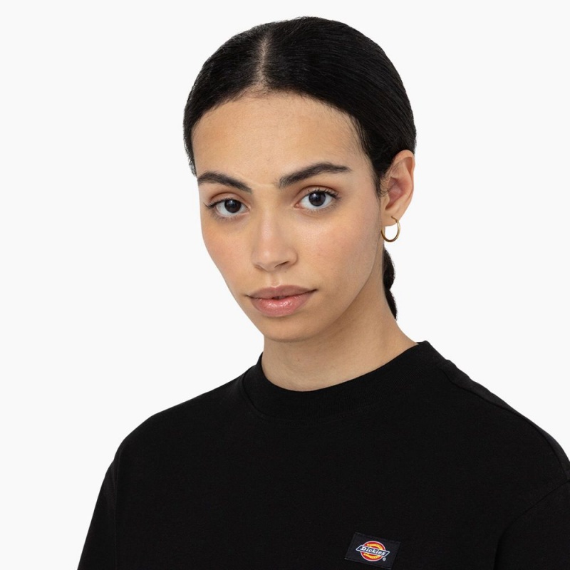 Women's Dickies Oakport Cropped T-Shirt Black | 9284017-ZH