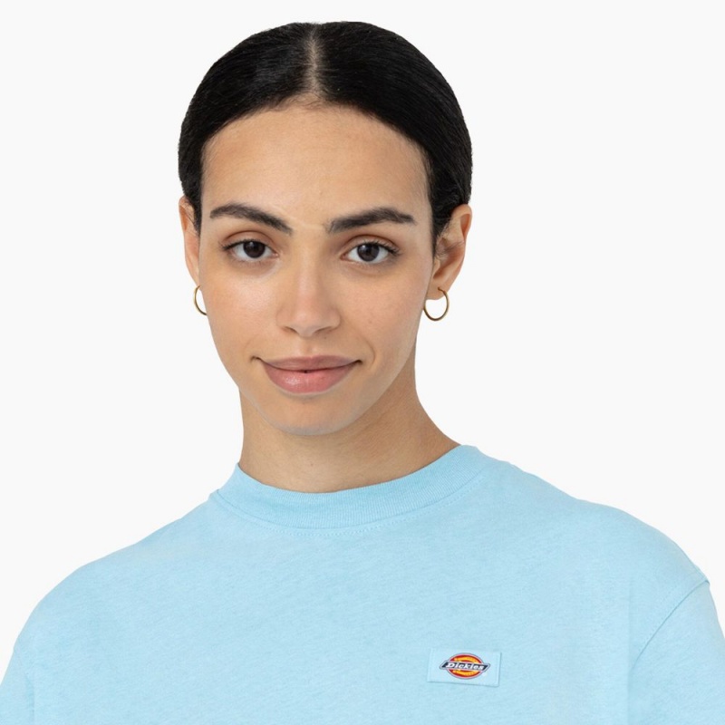 Women's Dickies Oakport Cropped T-Shirt Blue | 6870219-LA