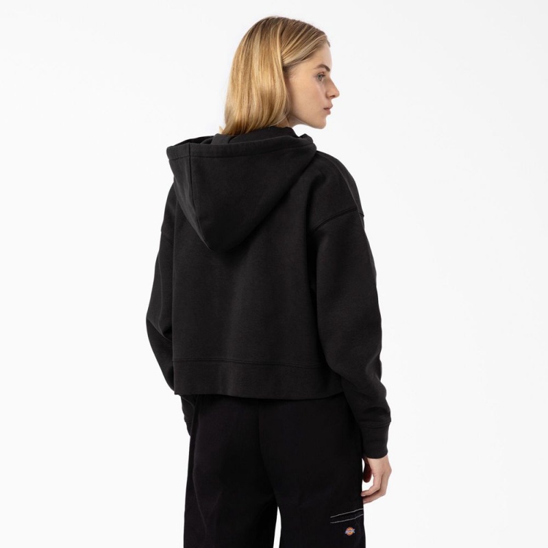 Women's Dickies Oakport Zip Hoodie Black | 5437291-ZG