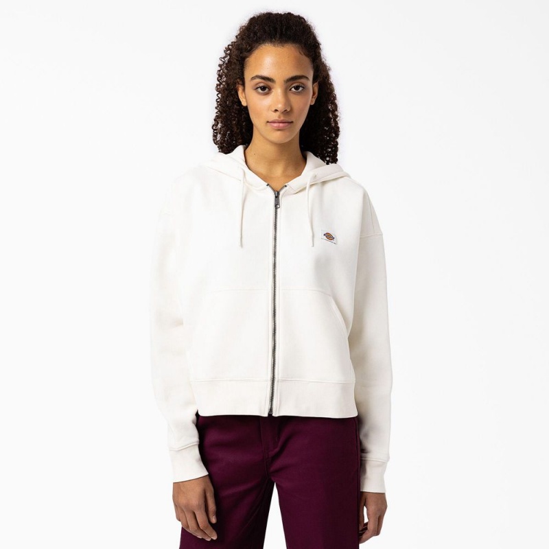 Women\'s Dickies Oakport Zip Hoodie White | 3810745-YT