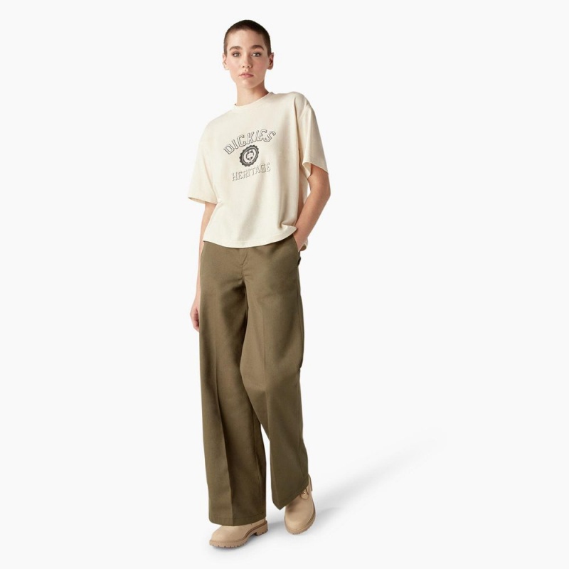 Women's Dickies Oxford Graphic T-Shirt Beige | 2594361-AI