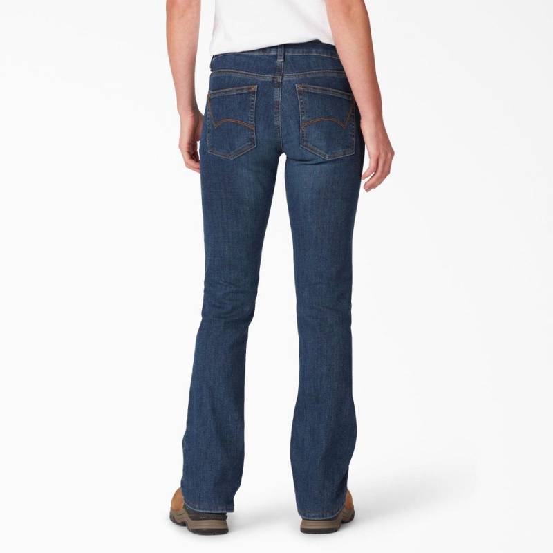 Women's Dickies Perfect Shape Bootcut Jeans Blue | 2836795-KE