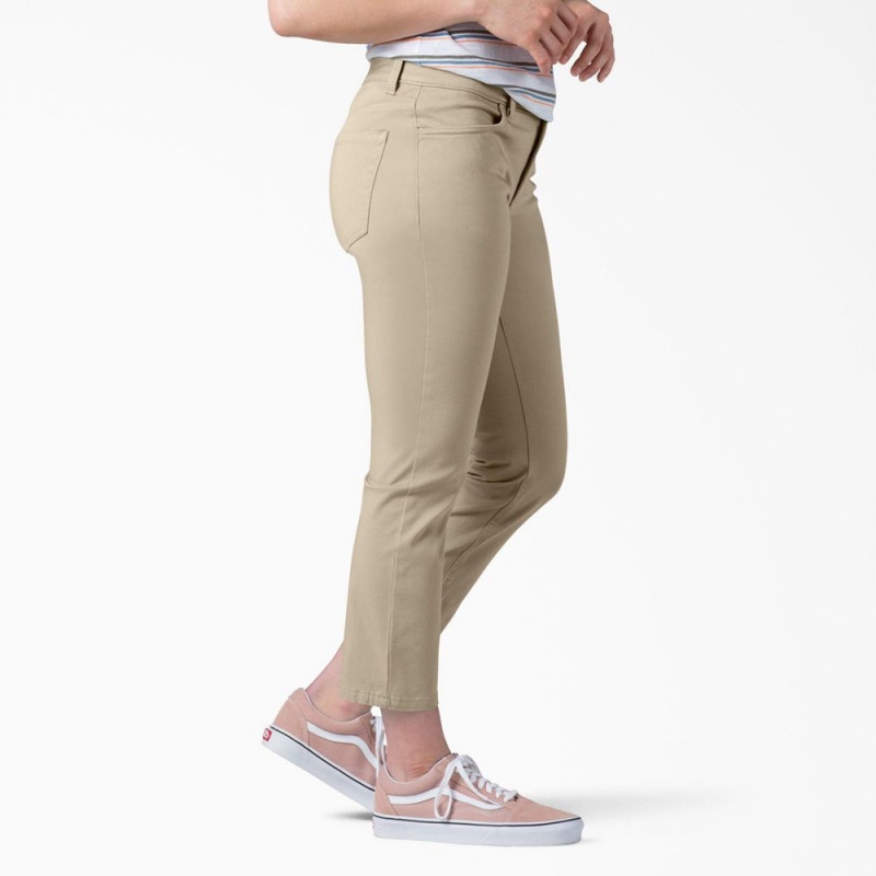 Women's Dickies Perfect Shape Skinny Fit Capri Pants Grey | 6103859-ZK