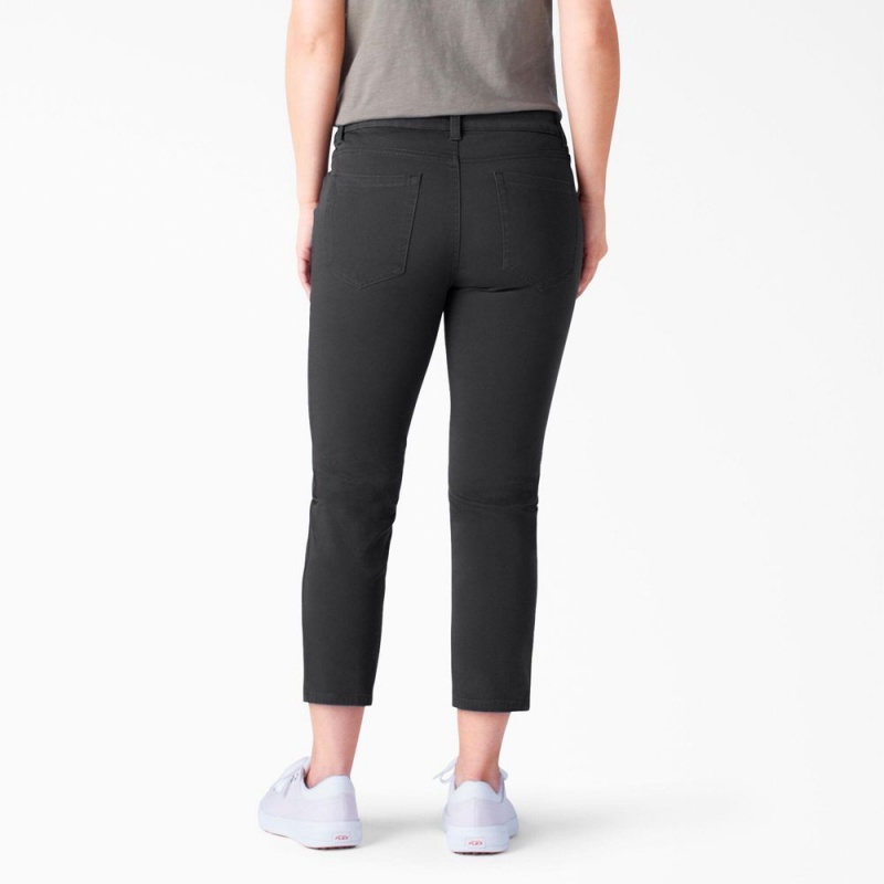 Women's Dickies Perfect Shape Skinny Fit Capri Pants Black | 9573014-NY