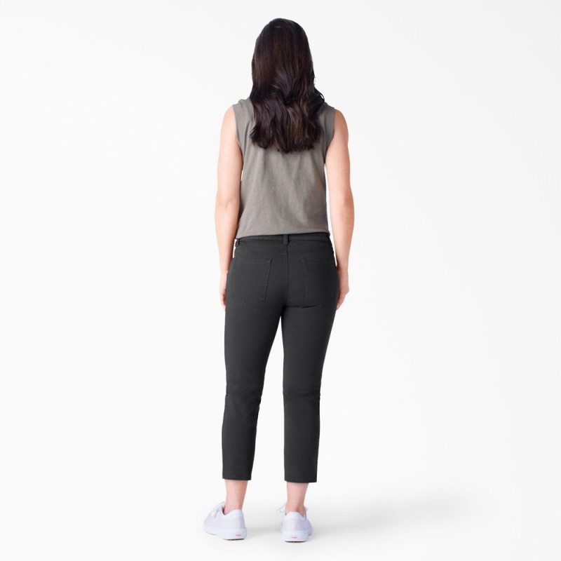 Women's Dickies Perfect Shape Skinny Fit Capri Pants Black | 9573014-NY