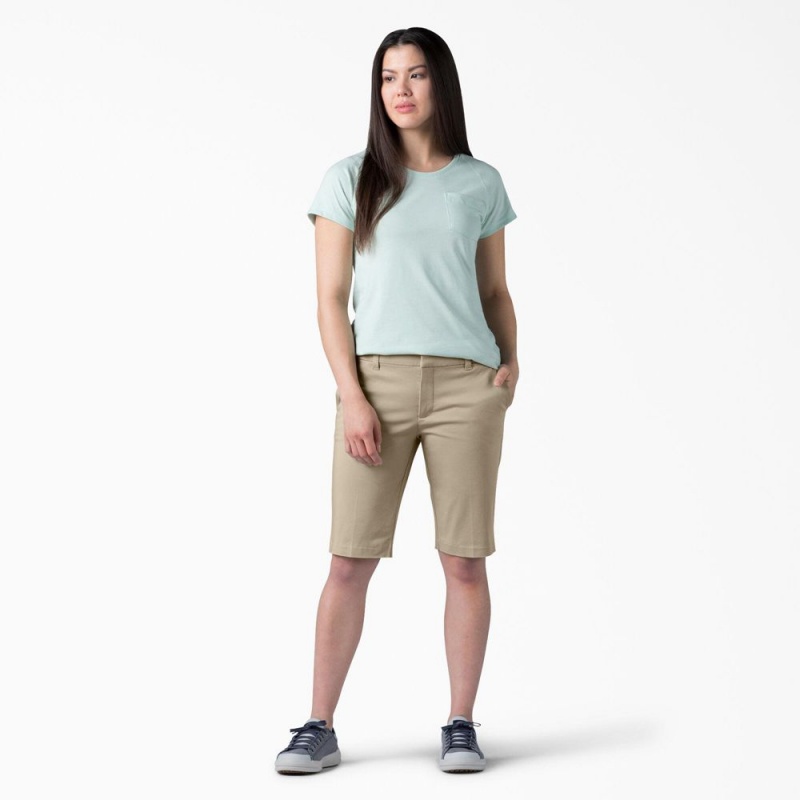 Women's Dickies Perfect Shape Straight Fit Bermuda Shorts Grey | 1285679-GH