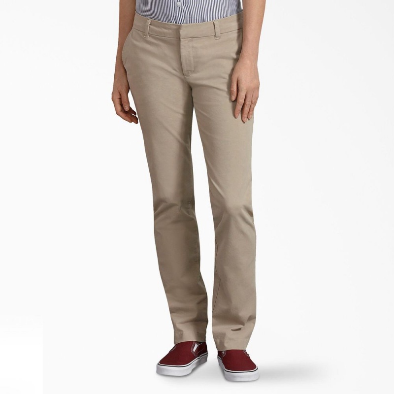 Women\'s Dickies Perfect Shape Straight Fit Pants Grey | 2453870-KD