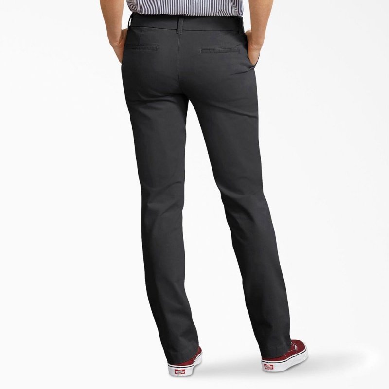 Women's Dickies Perfect Shape Straight Fit Pants Black | 6917532-ZE