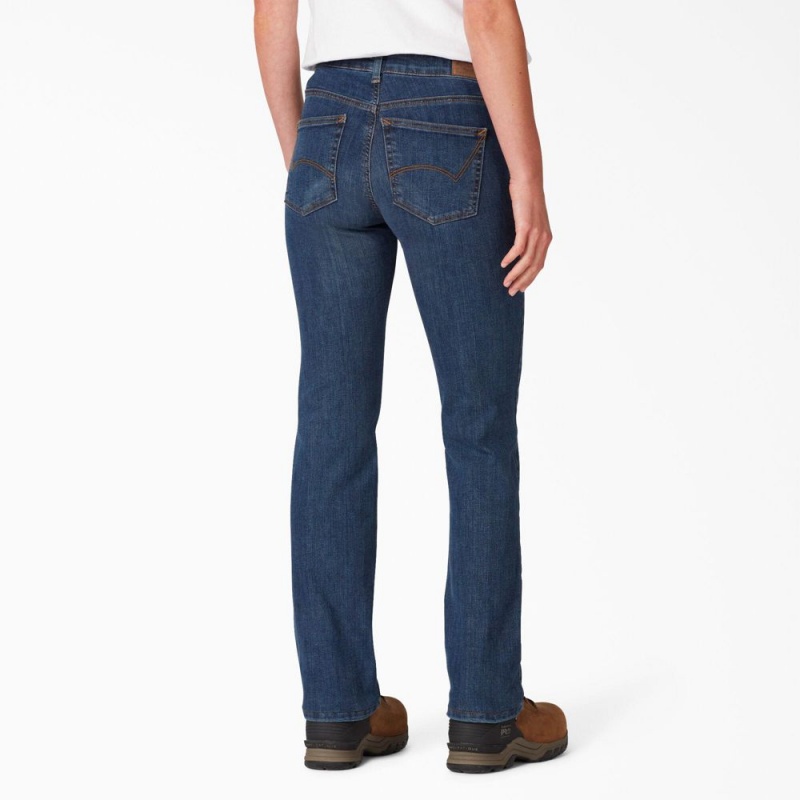 Women's Dickies Perfect Shape Straight Fit Jeans Blue | 2601435-JV