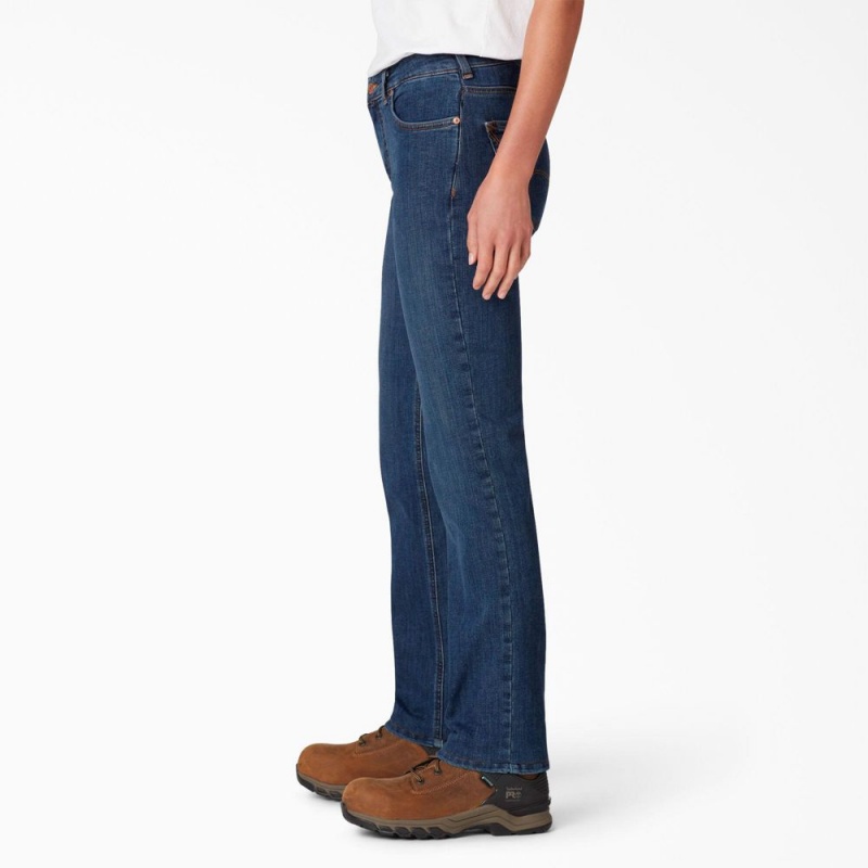 Women's Dickies Perfect Shape Straight Fit Jeans Blue | 2601435-JV