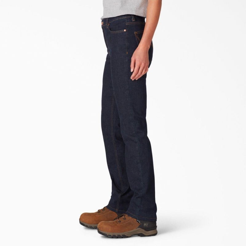 Women's Dickies Perfect Shape Straight Fit Jeans Blue | 1476293-KO