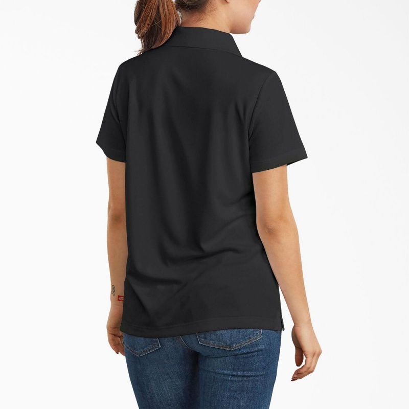 Women's Dickies Performance Polo Shirt Black | 0712689-TU