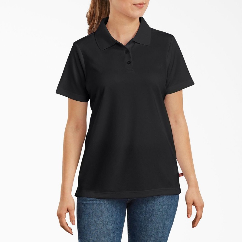 Women\'s Dickies Performance Polo Shirt Black | 0712689-TU