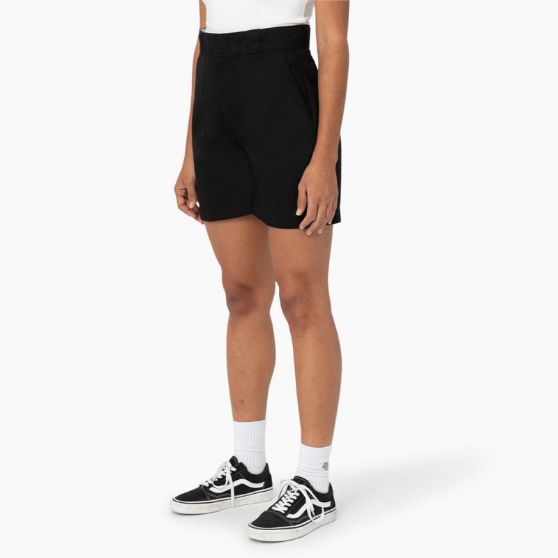 Women's Dickies Phoenix Shorts Black | 4053829-VA