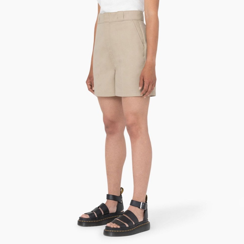 Women's Dickies Phoenix Shorts Khaki | 5934681-QW