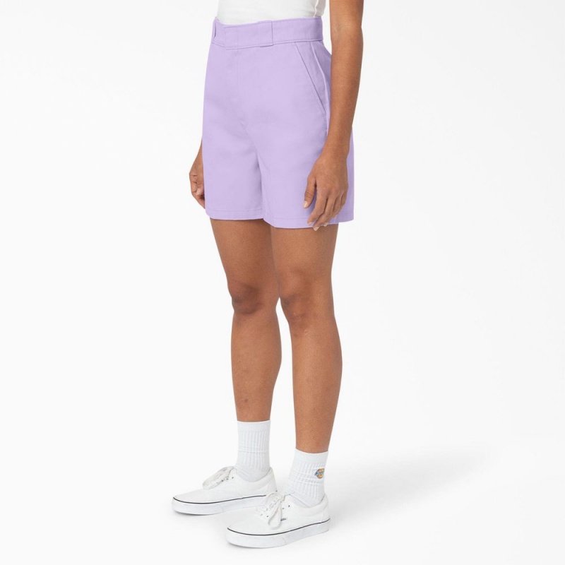 Women's Dickies Phoenix Shorts Purple | 6452781-UD