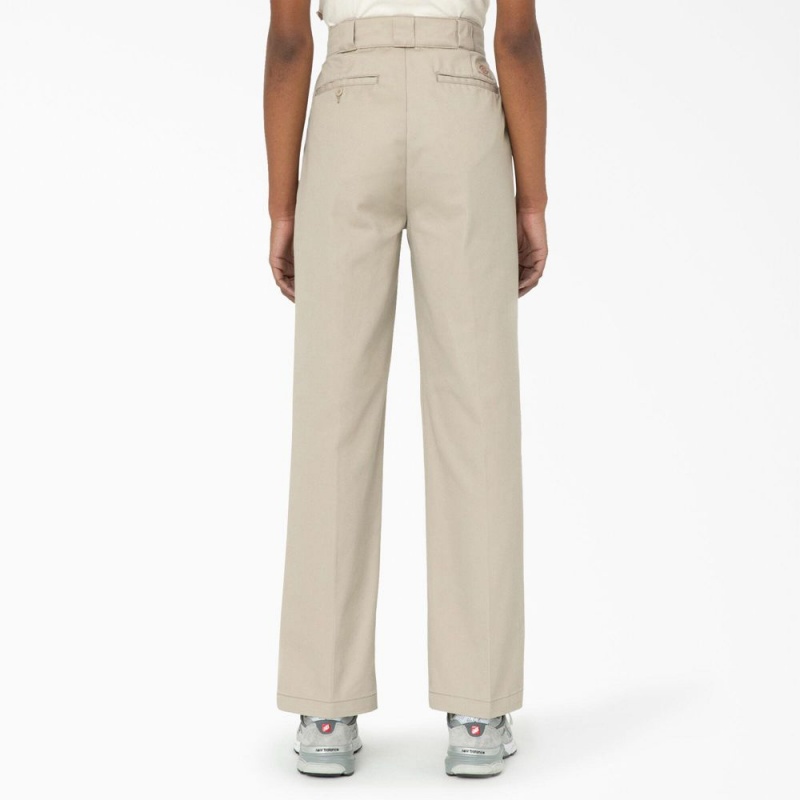 Women's Dickies Phoenix Split Hem Pants Khaki | 4069235-EI