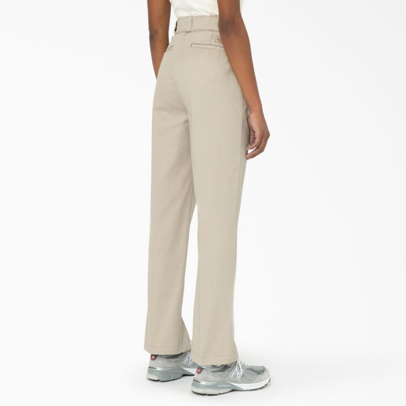 Women's Dickies Phoenix Split Hem Pants Khaki | 4069235-EI