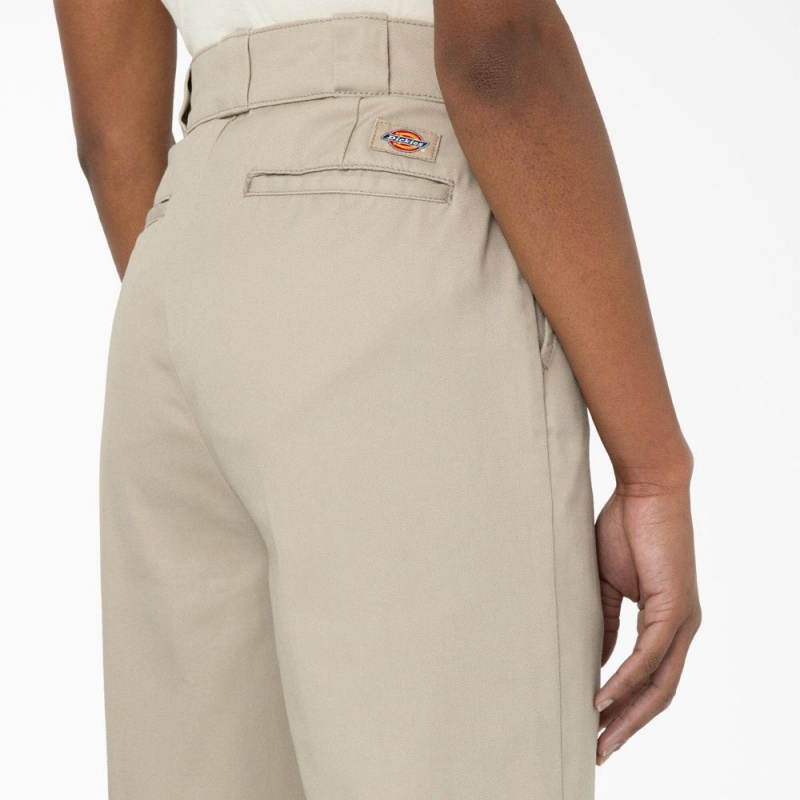 Women's Dickies Phoenix Split Hem Pants Khaki | 4069235-EI