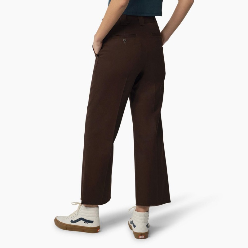 Women's Dickies Regular Fit Cropped Pants Brown | 8069471-ZR